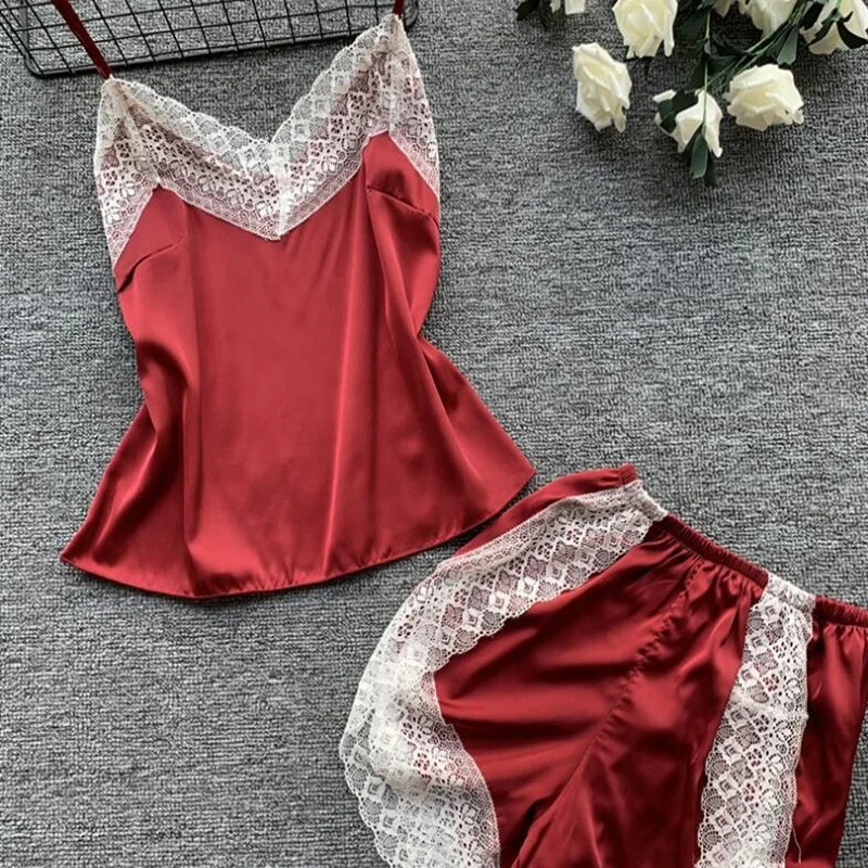 

Wholesale Women Lace Pajamas With Chest Pads Women Sleepwear
