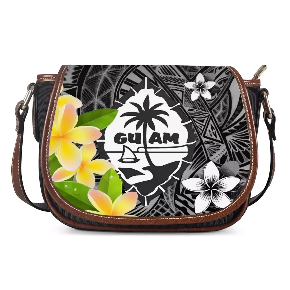 

Polynesian Guam Logo Tribal Design Prints Shoulder Bags for Womens Saddle Casual Small Crossbody Ladies Messenger Bag, Customized color