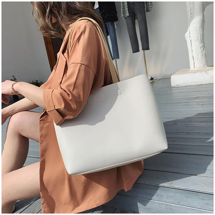 

Large Capacity Tote Bag PU Leather Fashion Korean Shoulder Bag Sling Bag for Ladies Women