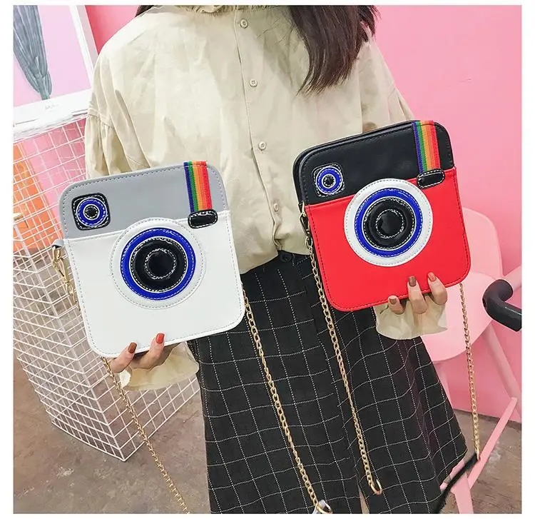 

Camera purse handbag phone purse cutout camera camera handbag purse, White/red