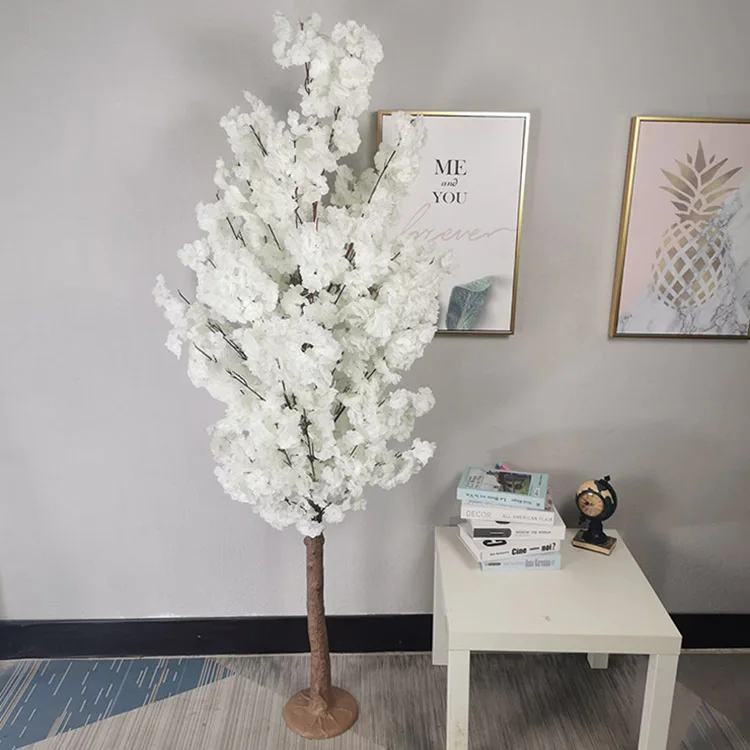 

Indoor wedding decoration 180cm 6ft plastic fake white flower sakura trees small artificial cherry blossoms tree, Pink,white