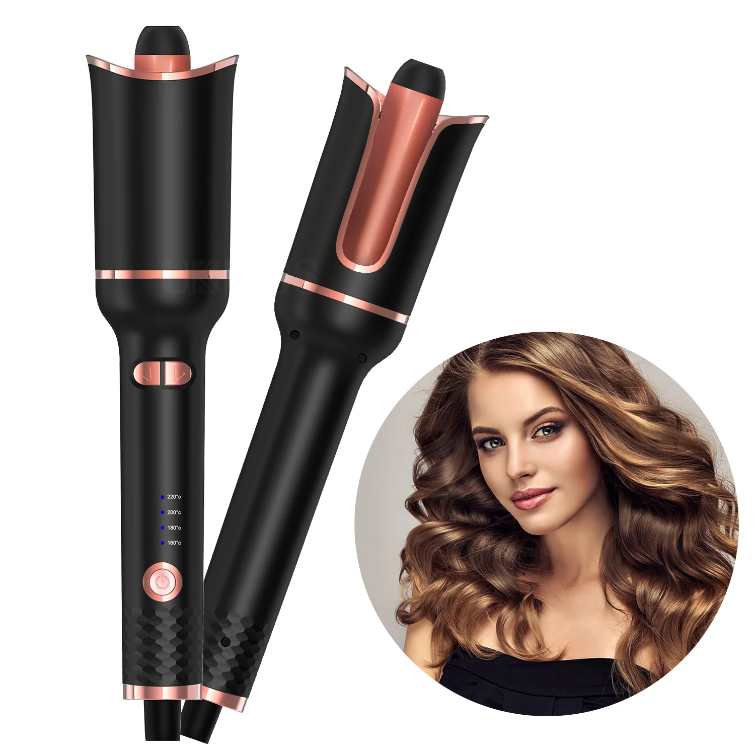 

Hair Curler Electric Magic Automatic Curling Iron Styling Machine rotating Hair Curler, Black