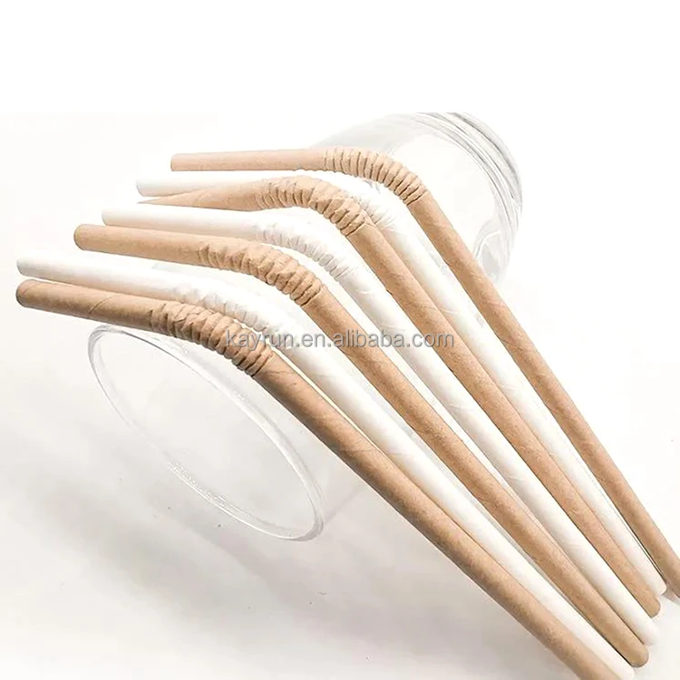 

New arrival Eco friendly U shaped Paper straw Disposable Degradable Bendy Paper Straws, White