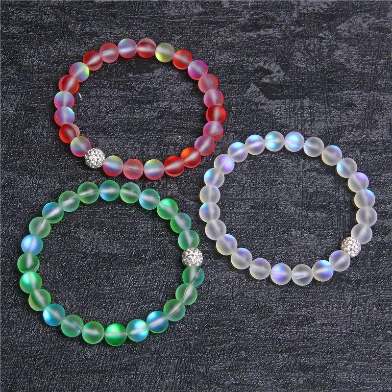 

8mm stone Fashion matte crystal bead bracelet Sparkling Mermaid Glass Beaded Bracelet