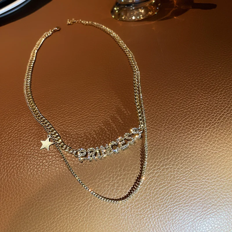 

2021 fashion two layer pendant princess pendant necklace