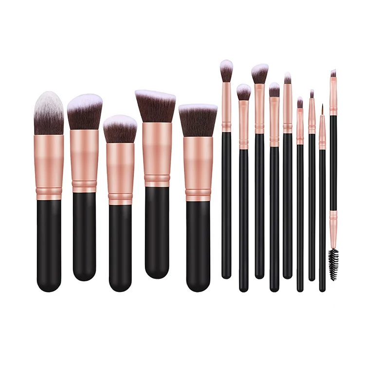 

Hot Selling 14pcs Black Makeup Brush Kits Professional Foundation Eyebrow Brush Contour Blending Powder Makeup Tools With PU Bag