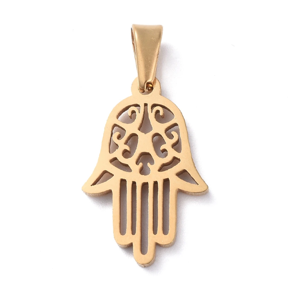 

PandaHall Gold 304 Stainless Steel Hamsa Hand Pendants