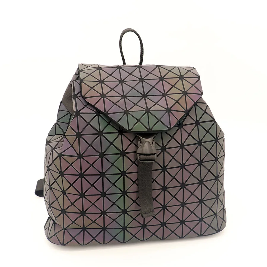 

laser pu smart luminous geometric backpack for college,girls mini holographic backpack,colorful sling lumos holographic backpack, Customized color