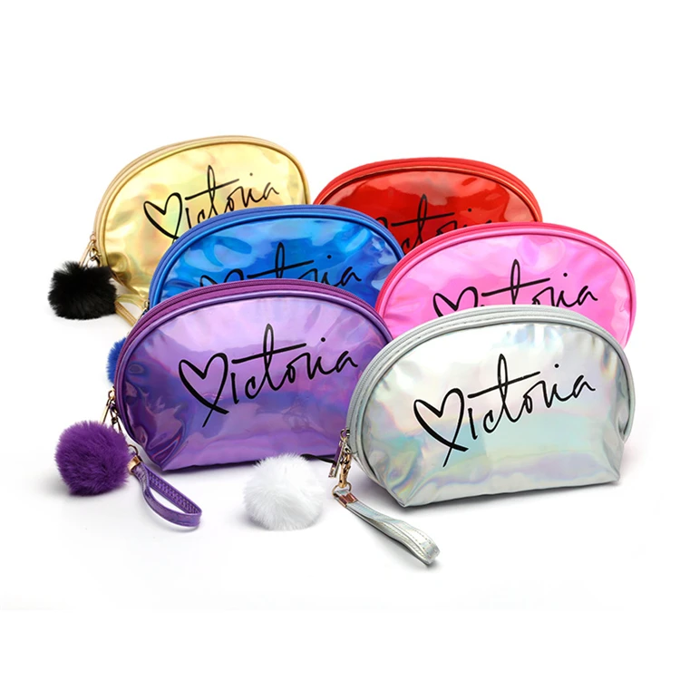 

Hairy Ball Cosmetic Bag Custom Logo Splash-proof Colorful Clutch Bag Women Pu Leather Makeup Bag