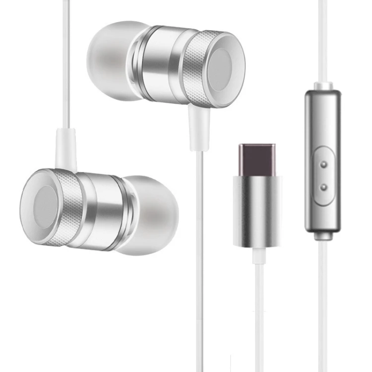 

1.2m Wired In Ear Headphone Type-C Metal Stereo Sound Earphones with Microphone