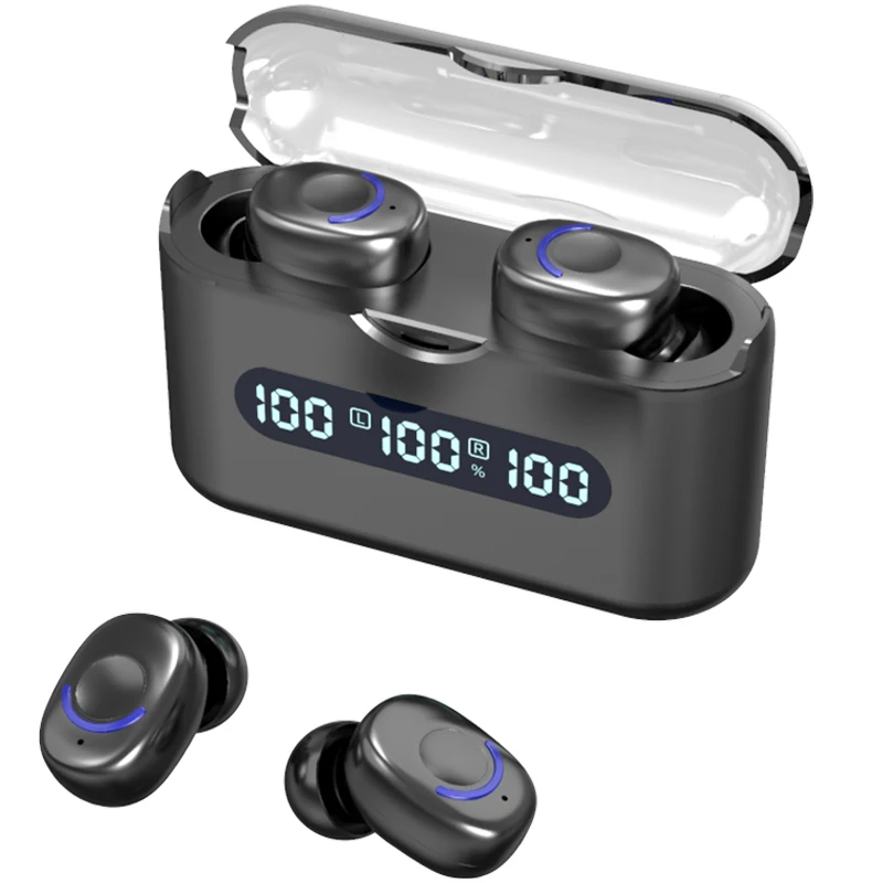 

Black Gaming Headset Disco tws Earbuds With Led Display BT5.2 Custom Logo Wireless Earphone & Headphone, Black white