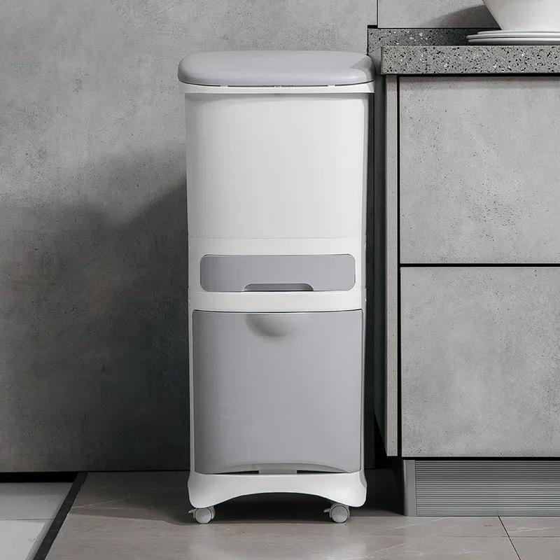 
Manufacturer produce home kitchen plastic double trash bins 