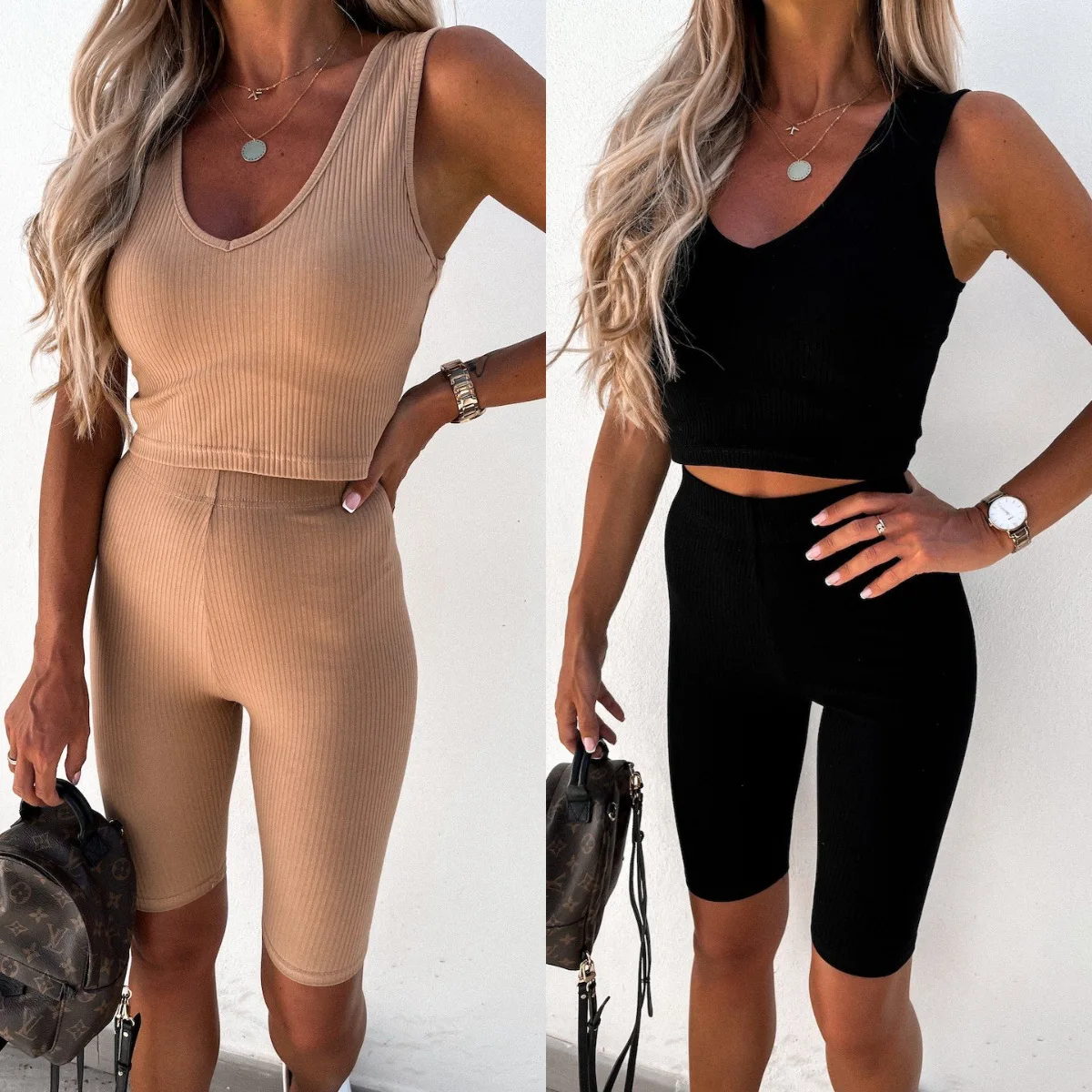 

Femail sleeveless slim fitness yoga set jogger shorts set for women sports set 2021