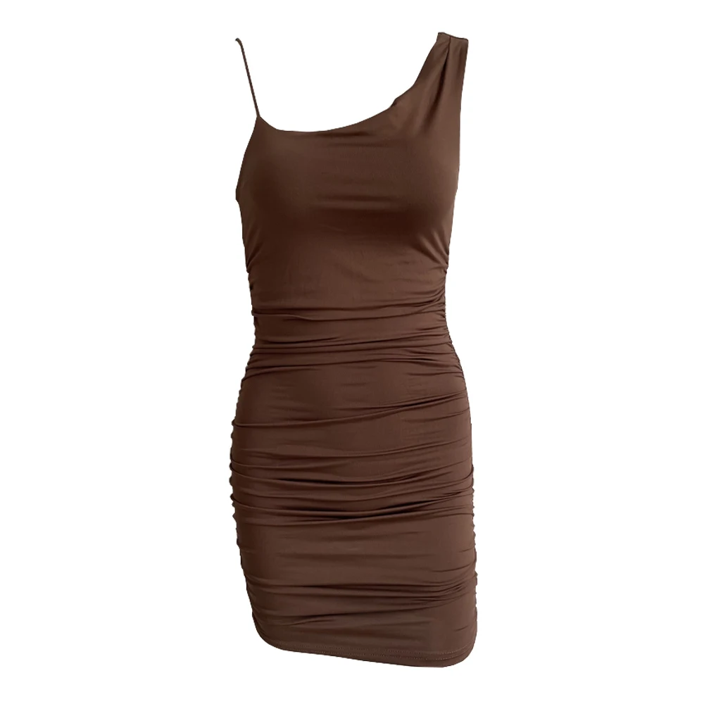 

6376 Summer Women Suit Spaghetti Strap Bodycon Mini Streetwear Evening Elegant Casual Party Dress Women Outfit, Picture color