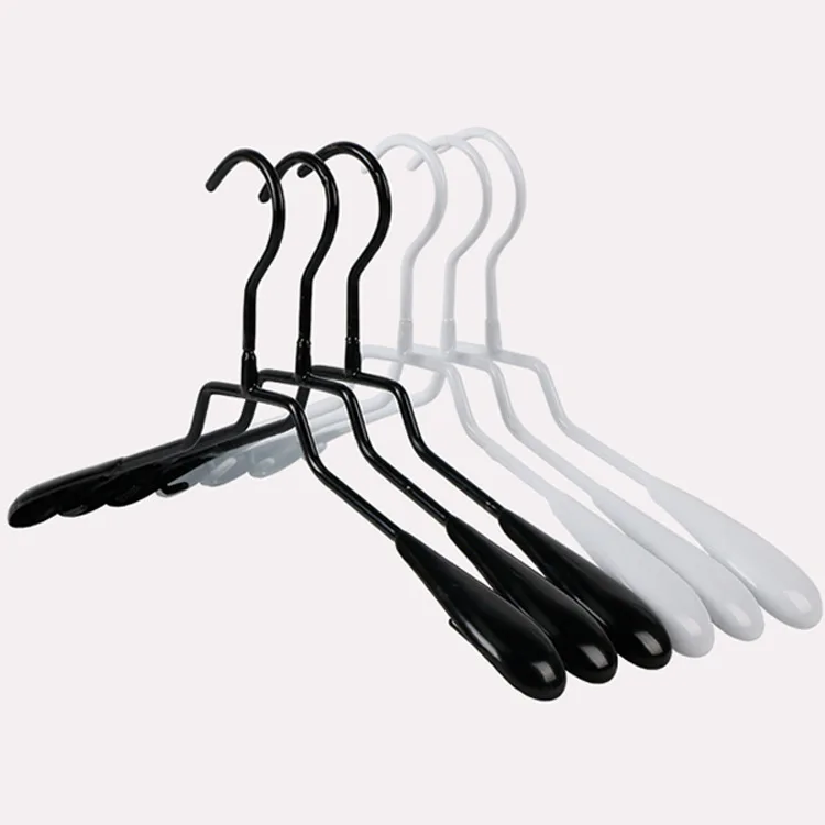 

Wholesale Custom Black White Dip Plastic Anti-Slip Metal Hangers For Cloth Low Price