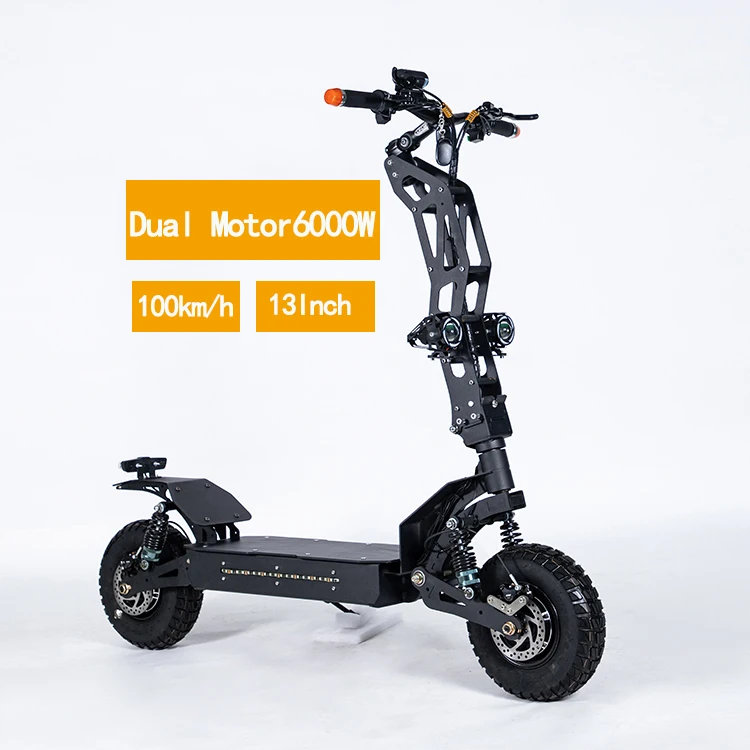 

6000W 60V 20AH 40AH Dual Motor Electric Scooter 13 Inch Folding Adult Off Road Electric Scooter for adults big wheels
