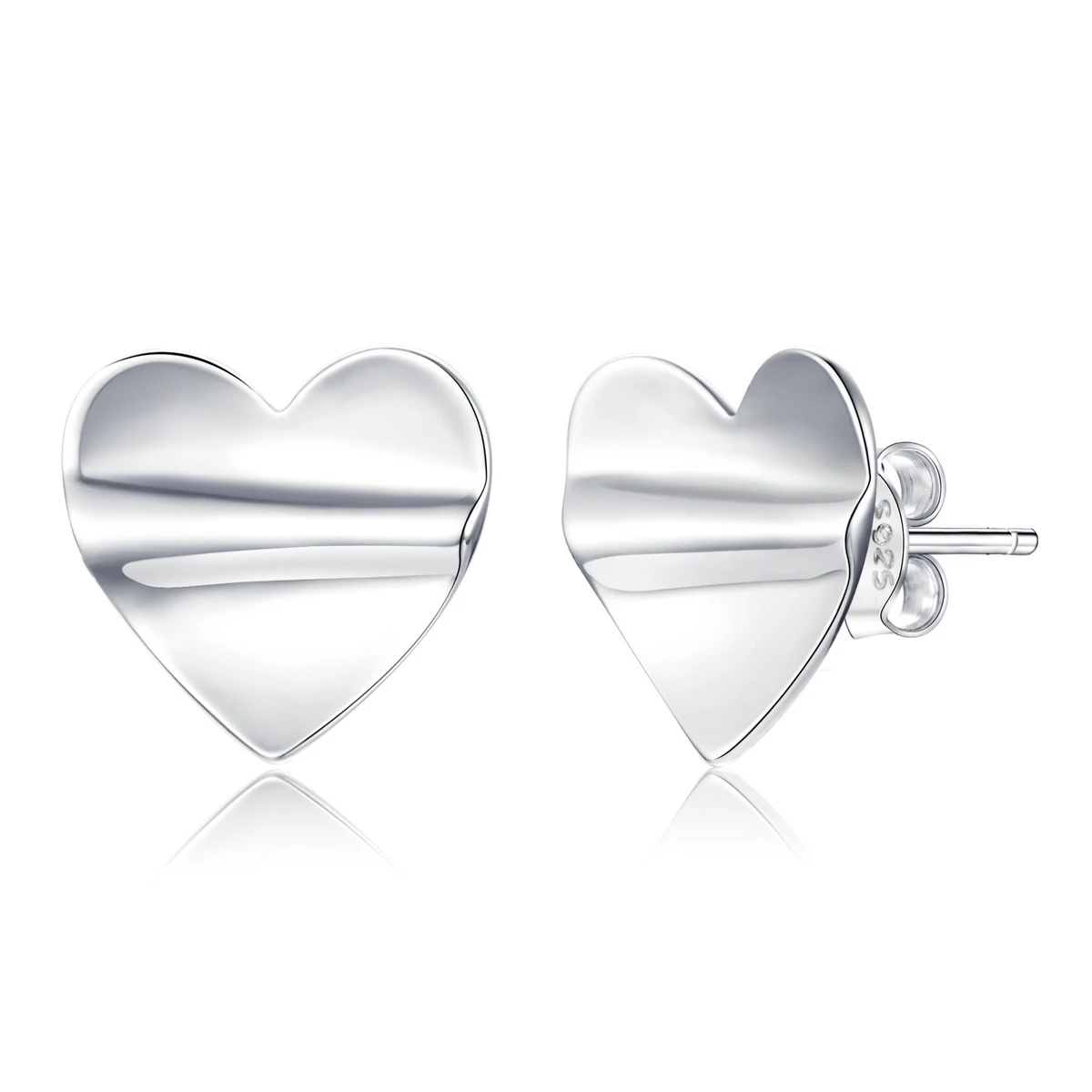 

Factory wholesale jewelry 925 silver fold heart stud earring