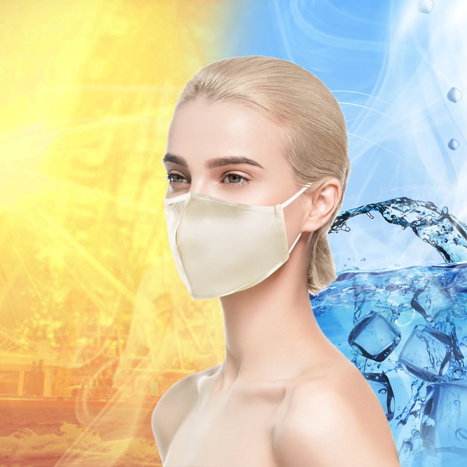 

Newest luxury ice pure silk face mask beauty care protective face mask