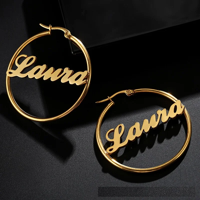 

2020 Hot Selling Stainless Steel Hoop Earring 2cm-7cm Custom Name Hoop Earrings For Women