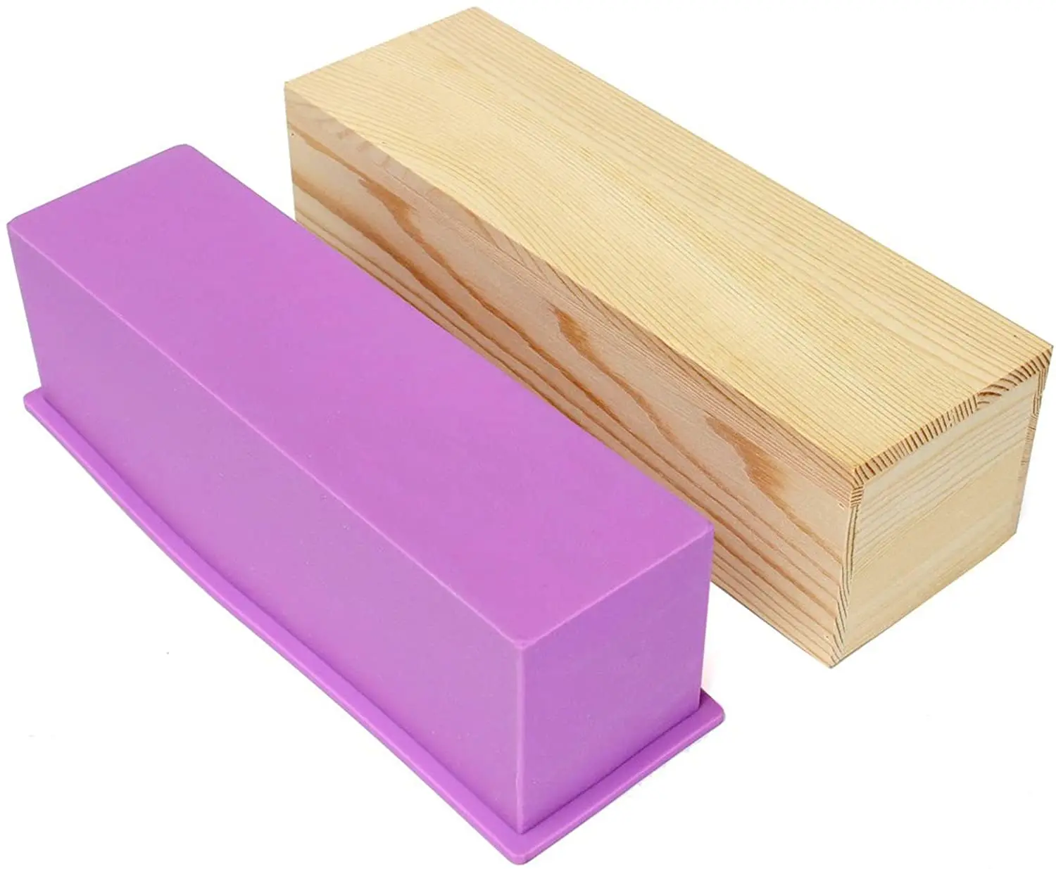 

2pcs 42oz Loaf Soap Mold Rectangular DIY Silicone Mold with wood box