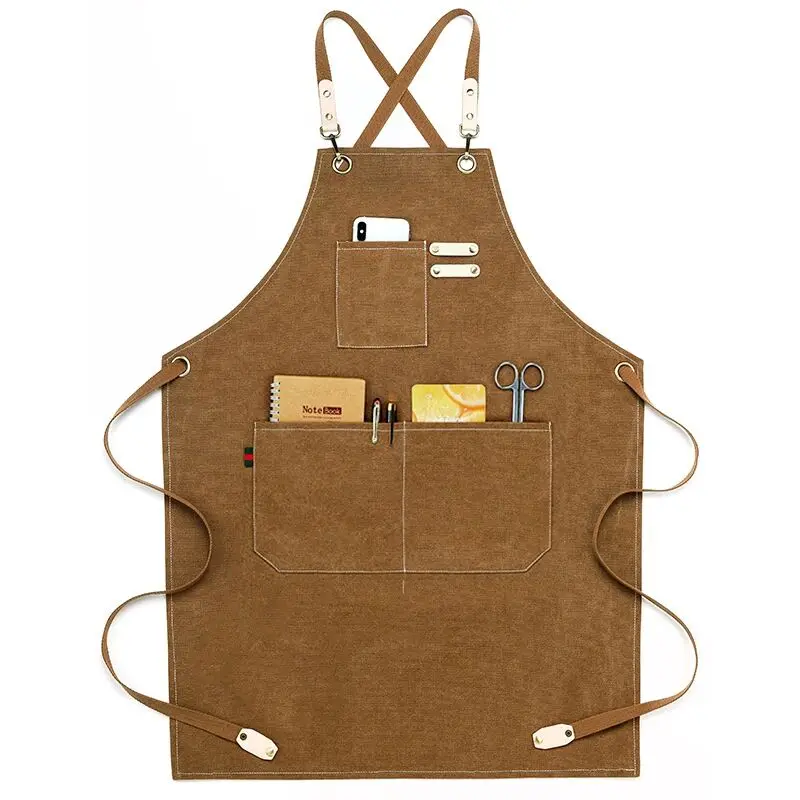 

High Quality cotton canvas work apron with adjustable strap chef apron kitchen cooking baking apron, Any color