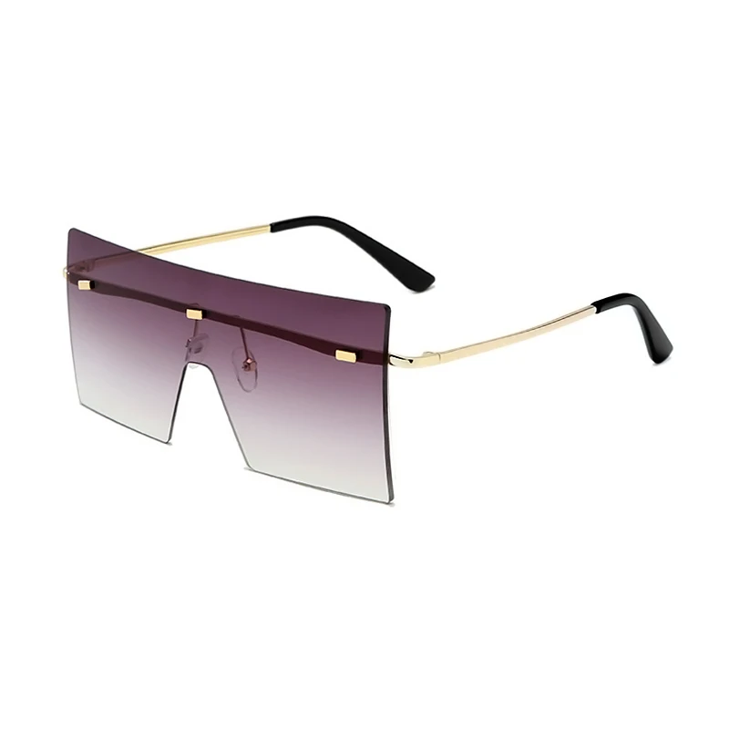 

New Arrival Custom Logo Vintage Fashion Women Metal Rimless Oversized Glasses Men Sunglasses 2021