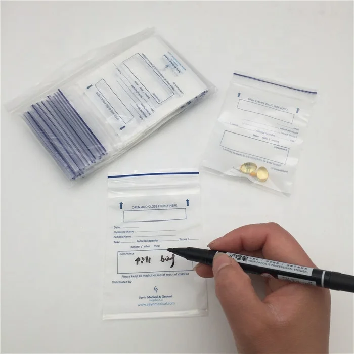 Plastic Small Size Medicine Bag Drug Packing Airtight Dispensing