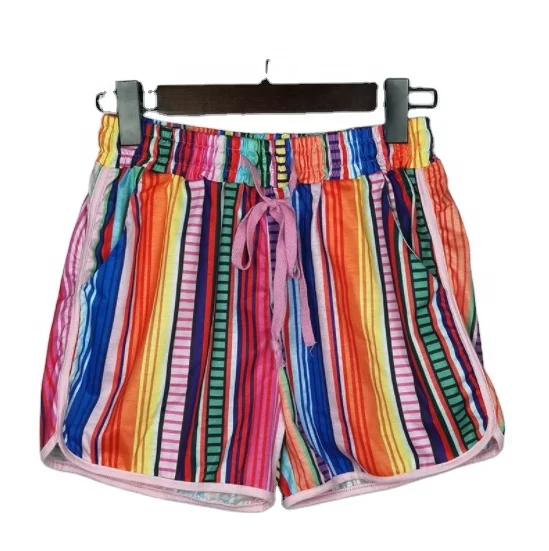 

New Stylish Summer Beach Fitness Sports Pockets Drawstring Casual Women Serape Shorts, Multi colors as pics shown