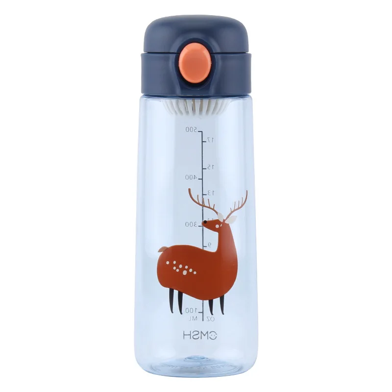 

450 600ML Plastic Bpa Free Cute Animal Infuser Waterbottle For Girls Kawaii Smart Drinking Clear Botellas
