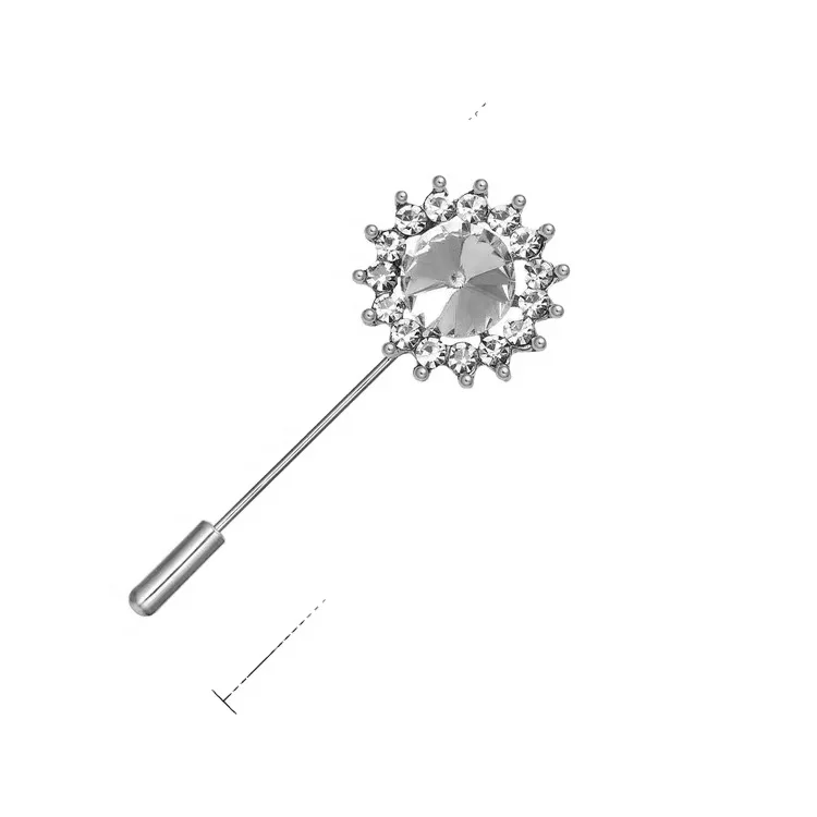 

Fashion Jewelry Silver Flower Shape Crystal Rhinestone Brooch for Women Gift Wedding Party