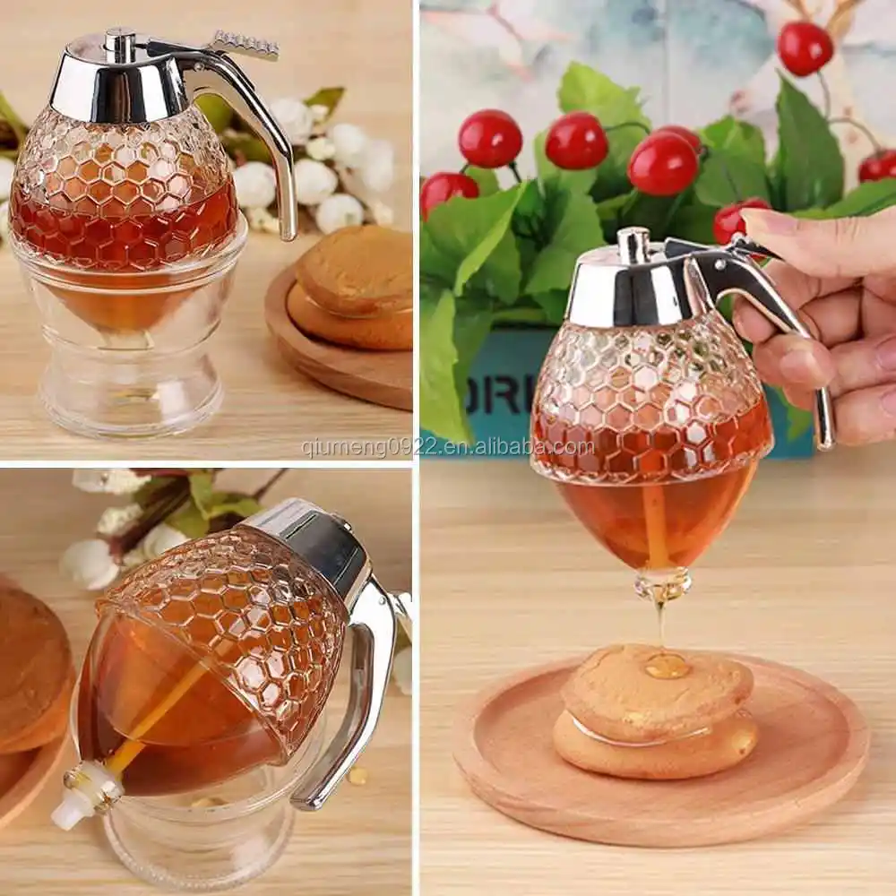 Juice Syrup Cup Bee Drip Dispenser Kettle Kitchen Accessories Honey Jar  Container Storage Pot Stand Holder Squeeze Bottle