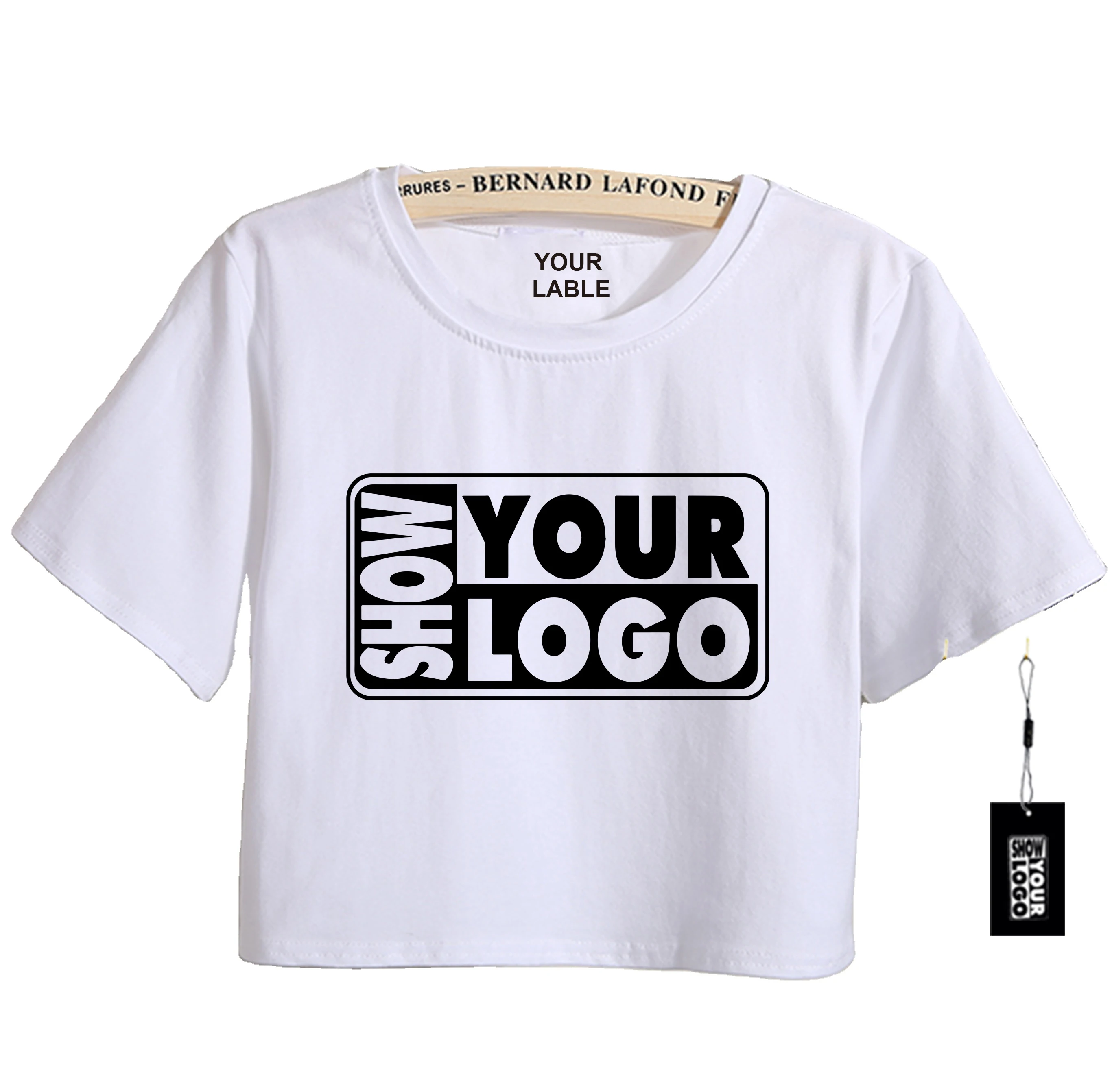 Women's Custom Fitness Crop Top T-Shirt 95% Cotton 5% Spandex Short Sleeve Free Label Printing Streetwear Style Jersey Fabric