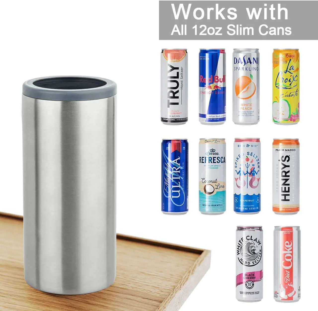 12oz Triple Insulated Skinny Can Cooler Dishwasher Safe Double Walled