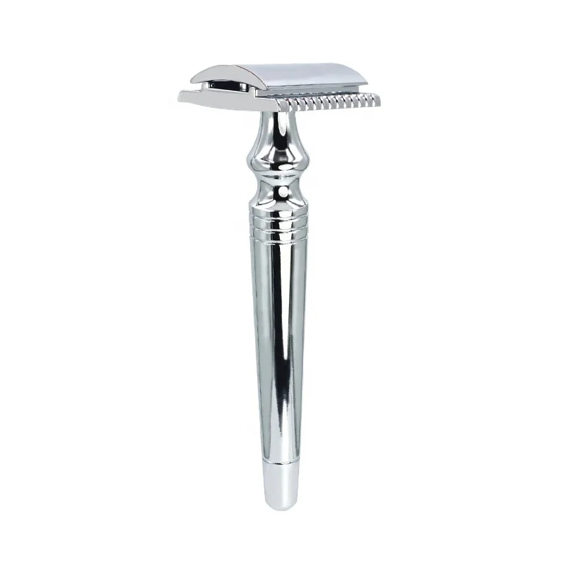 

Safety Razor For Men Shaving Sliver Stainless Steel Logo Twin Blade Shaver