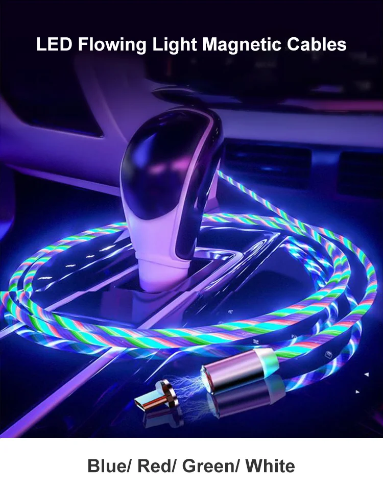 Hot Sale 3 in 1 with Flowing Light Magnetic Fast Charging USB Data Cable - ANKUX.COM