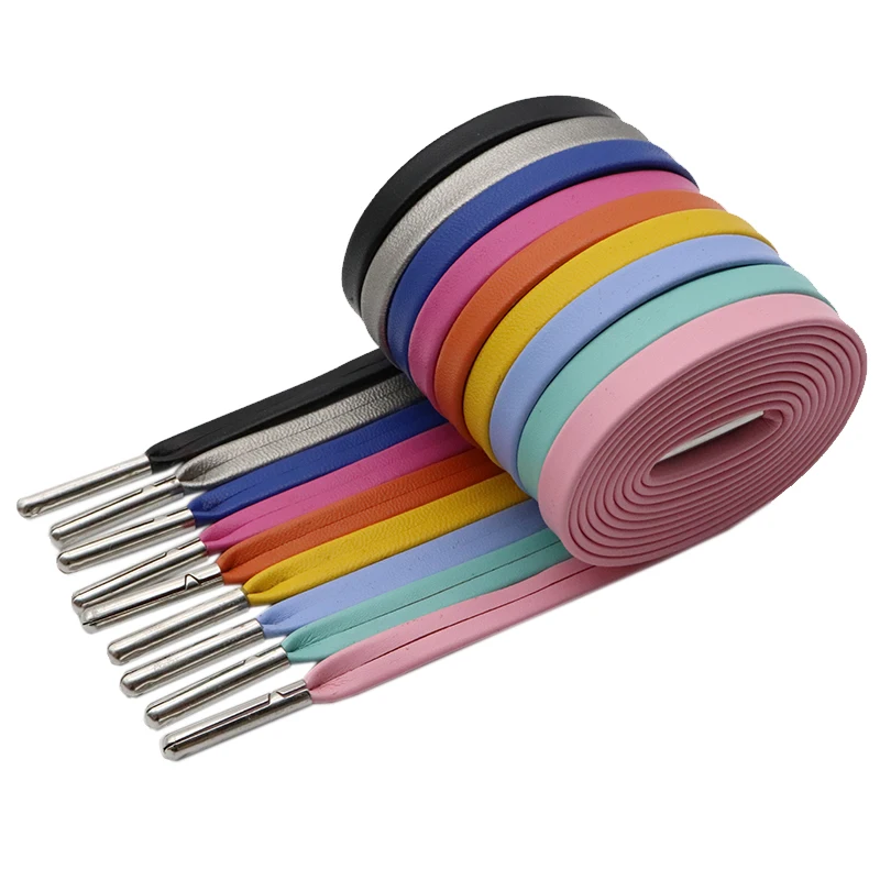 

Weiou Flat Thick Metal Aglets Leather Laces shoelace 7mm wide with 31 Optional colors shoelaces Shoestring.