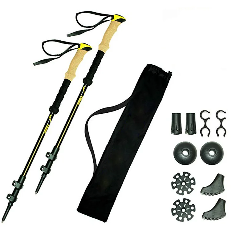 

Ultralight Quick Lock Aluminum/Carbon Mountain Climbing Stick with Accessories Trekking Pole Collapsible, Walking Stick, Customized