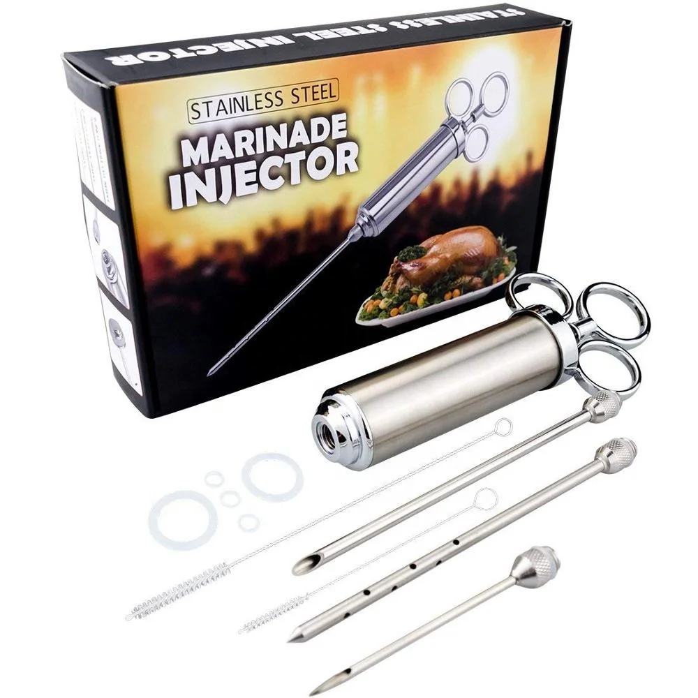 Heavy Duty 2OZ Marinade Meat Injector 304 Stainless Steel BBQ Injector Syringe