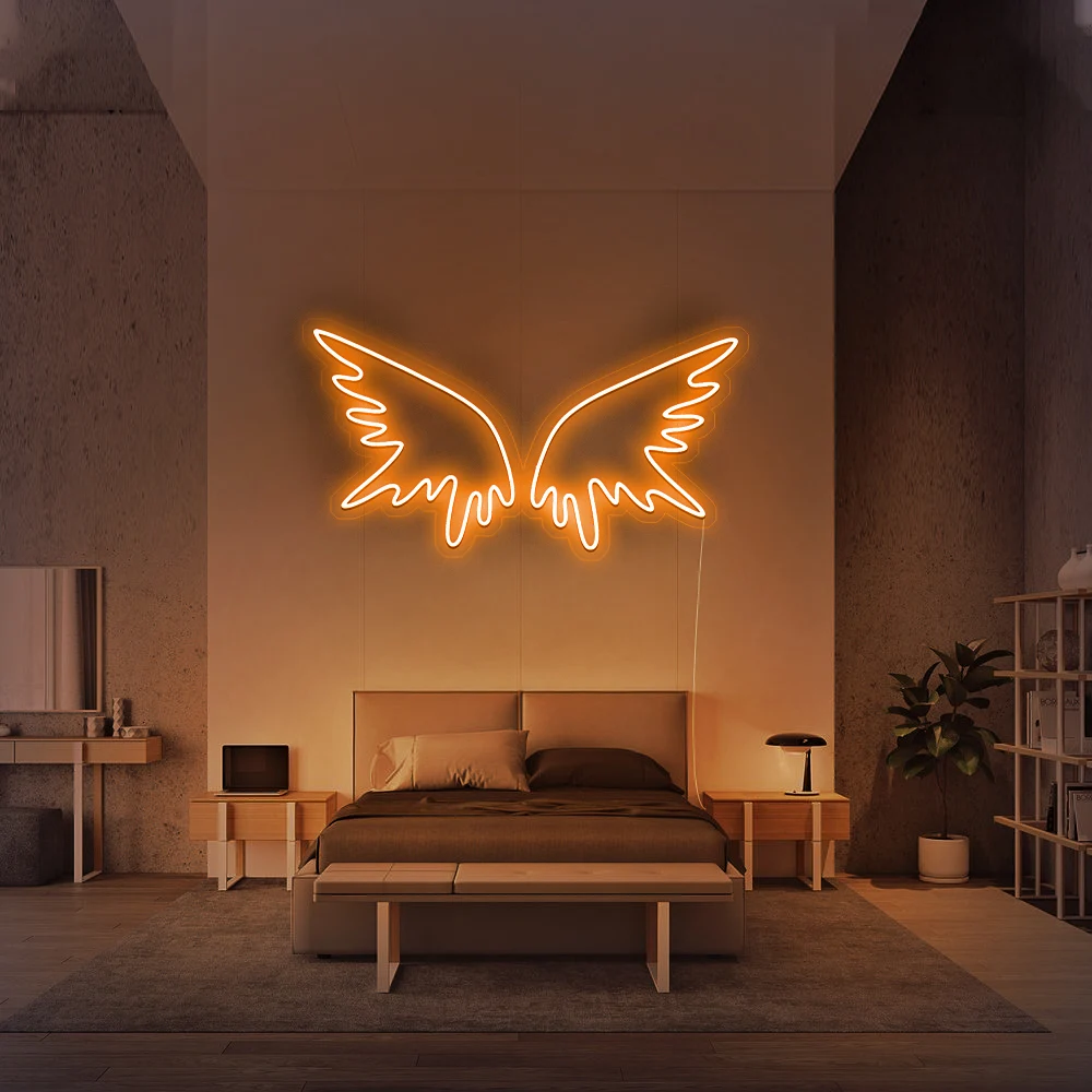 

Rebow Free shipping 50CM Width Angel Wings Artistic Home Decorative Neon Light Logo Custom Neon Sign For Shopify DropShipping