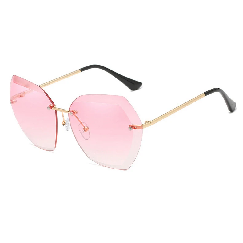 Model 204101 Latest 2021 UV400 Oversized Shades Sun glasses Women Female Lady Rimless Sunglasses
