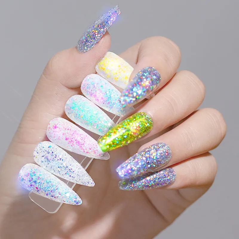 

12Pcs Set Nail Crystal Diamond Powder Rainbow Color Glitter Shiny Pigment Holographic Glass Micro Drill Nails Art Decoration, 12 colors