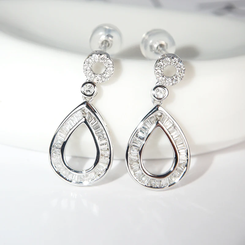 

New Design Fashion Jewelry KYED0342 CZ Earrings Platinum Plated 3A Zircon Drop earrings for Women, Silver
