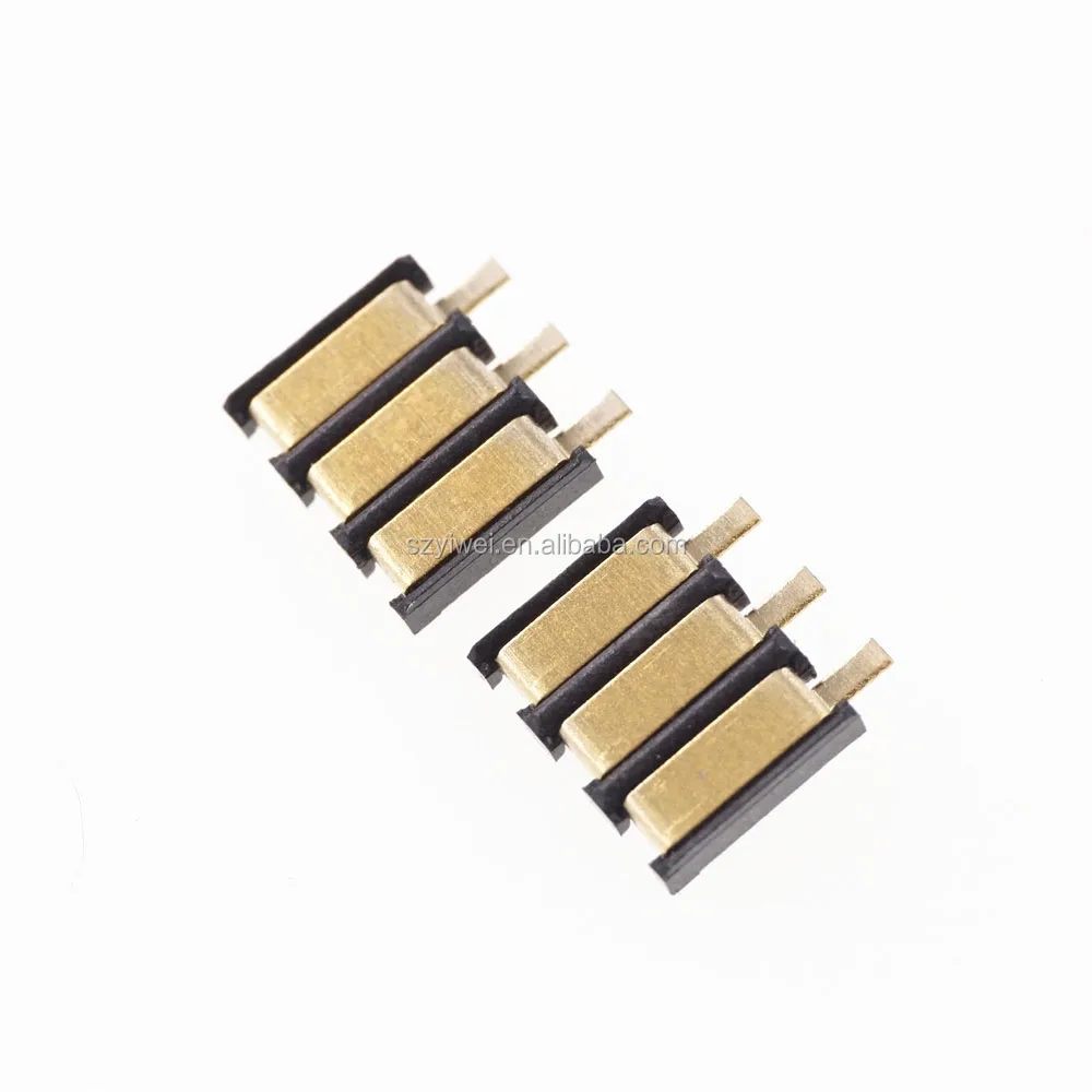 Spring Compression Contact 2.5 Mm Pitch 3 Pin Female Smd Pad Surface Mount Battery Connectors