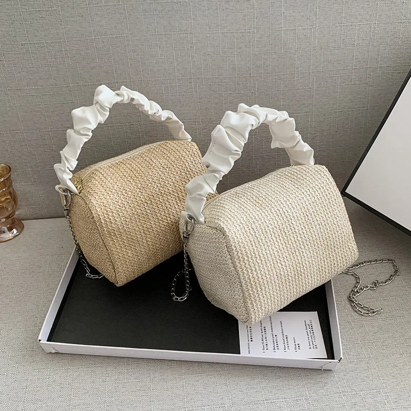 

2022 latest Fashion Woven handbag pleated lace handle Messenger Shoulder Bag handbags, As picture