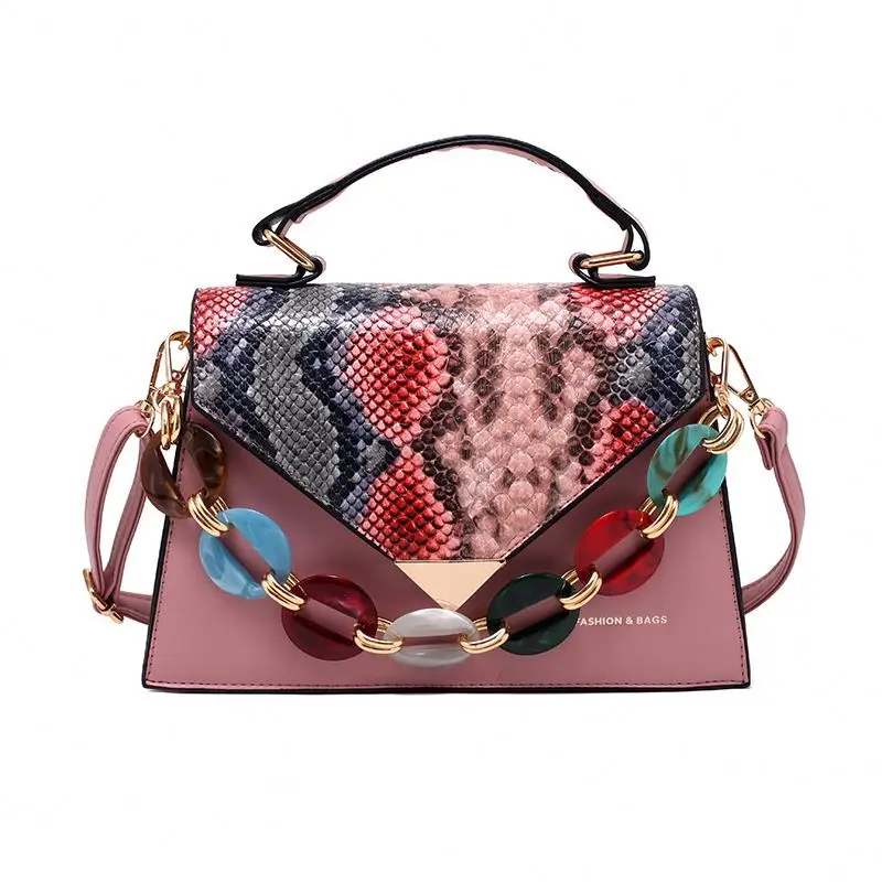

New Snake Pattern Square Bag Portable Women Fashion snake skin purse and Handbags for women