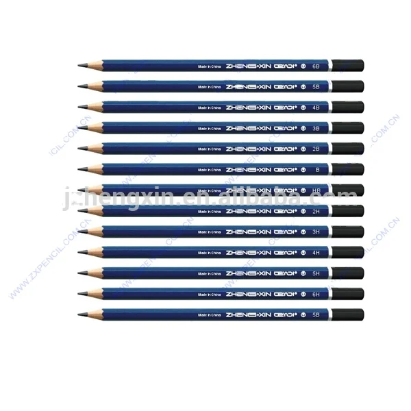 Custom Blue Sketching Drawing Pencil 2h H F B 2b 3b 4b 5b 6b 7b 8b Hb Wooden With White Black Dippped Top Standard Pencils Wood Buy Hb Wooden Pencil Hb Wooden