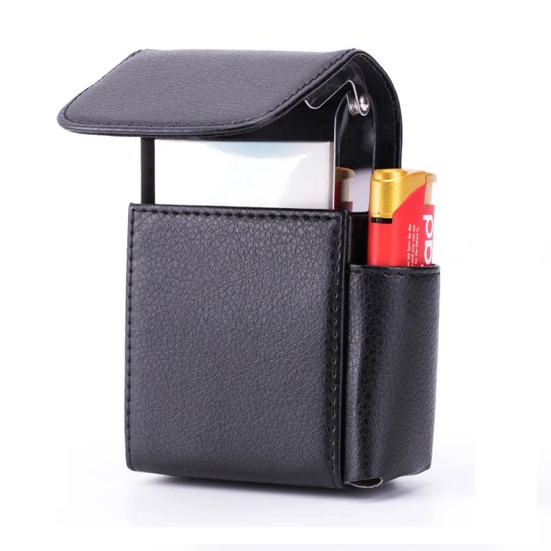 

PU Leather Cigarette Box Case with Pouch Lighter Holder Cigarette Case Wallet Design for Men and Women Unisex, Black,blue,red, green,coffee,brown