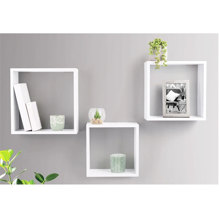 Unique Display Accent Custom decorative Wall Hanging Shelves cubicle wood shelf of Set 3