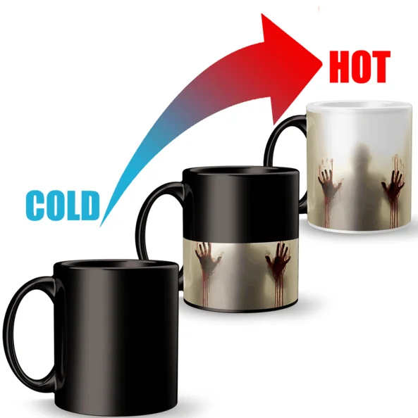 

Family gift decorative heated color change bulk order price coffee mugs, Black,blue,red