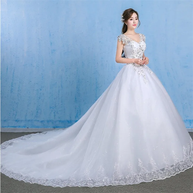 

2020 fashion vestidos de novia V neck crystal embellished elegant mermaid simple bridal dress wedding gown